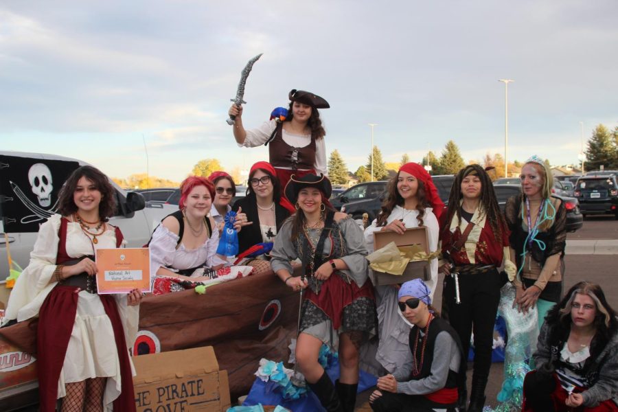 Members of the Central Art Honor Society dressed as pirates for the trunk or treat and earned 1st for their efforts in the Key Club decorating contest.